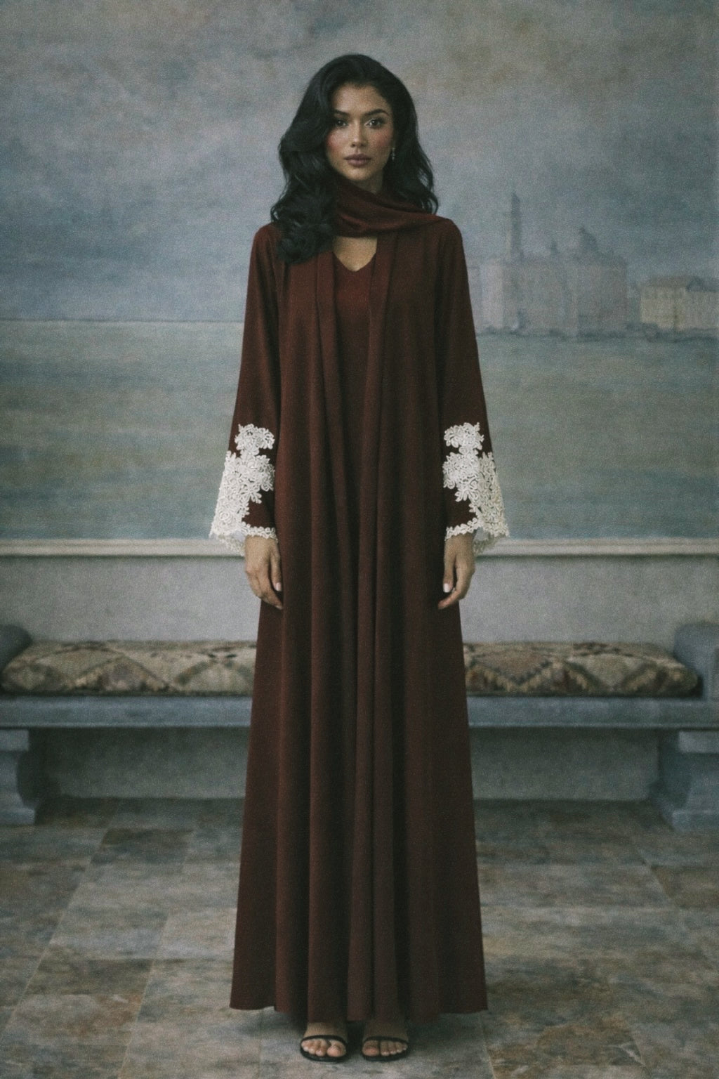 The Nora Lace Abaya Set